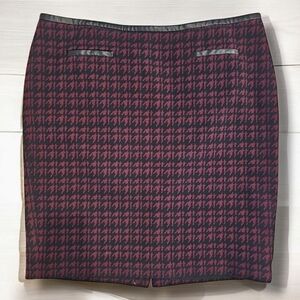 Talbots Maroon And Black Faux Leather Trim Pencil Skirt - Size 18W